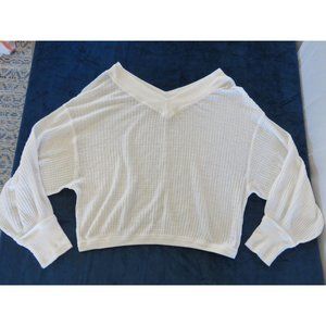 Free People Shirt SZ X Small White Cold Shoulder C